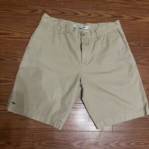 Lacoste 33 Men's Tan Flat Front Shorts